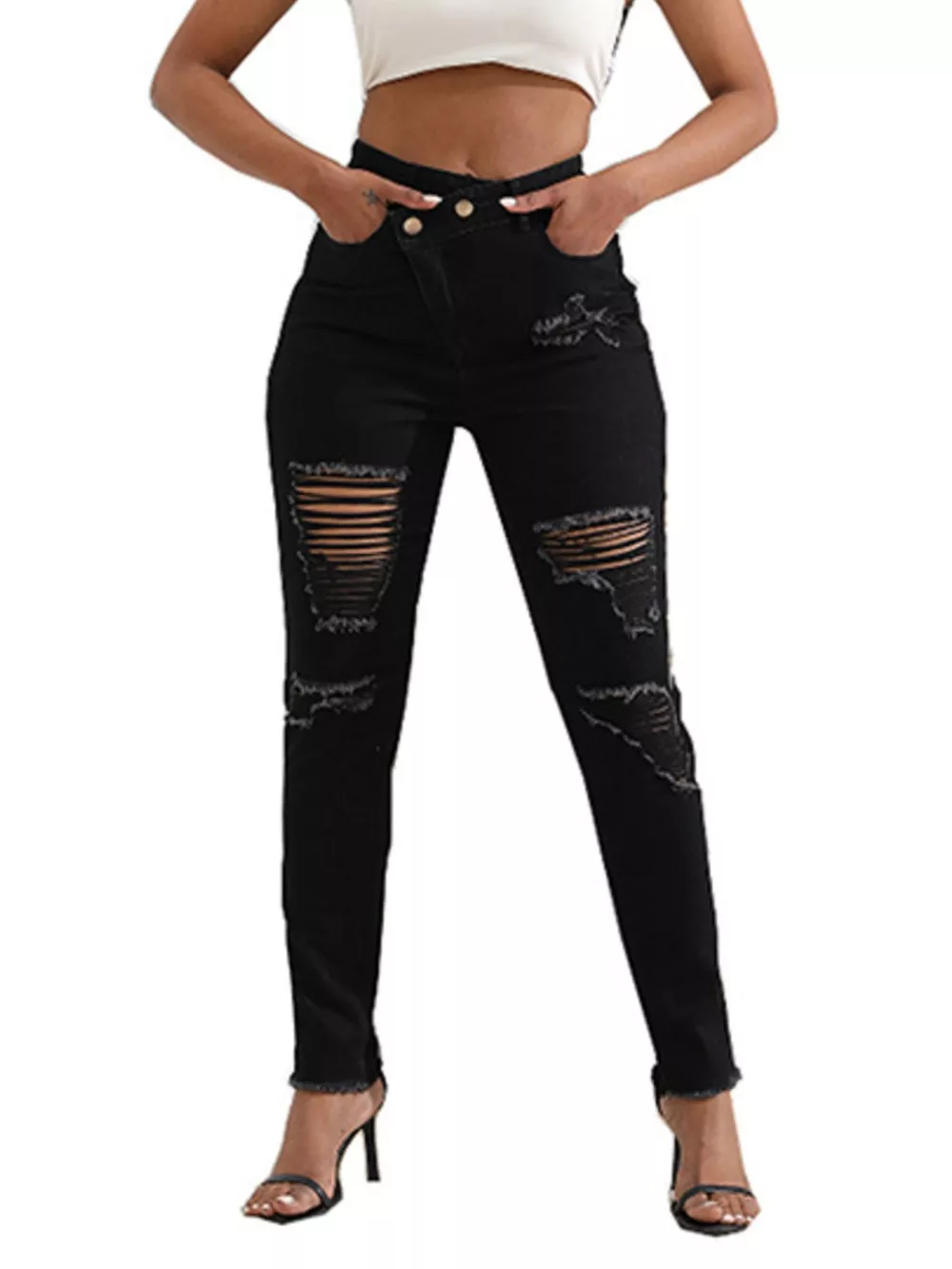 Distressed High-Waisted Jeans, image 2