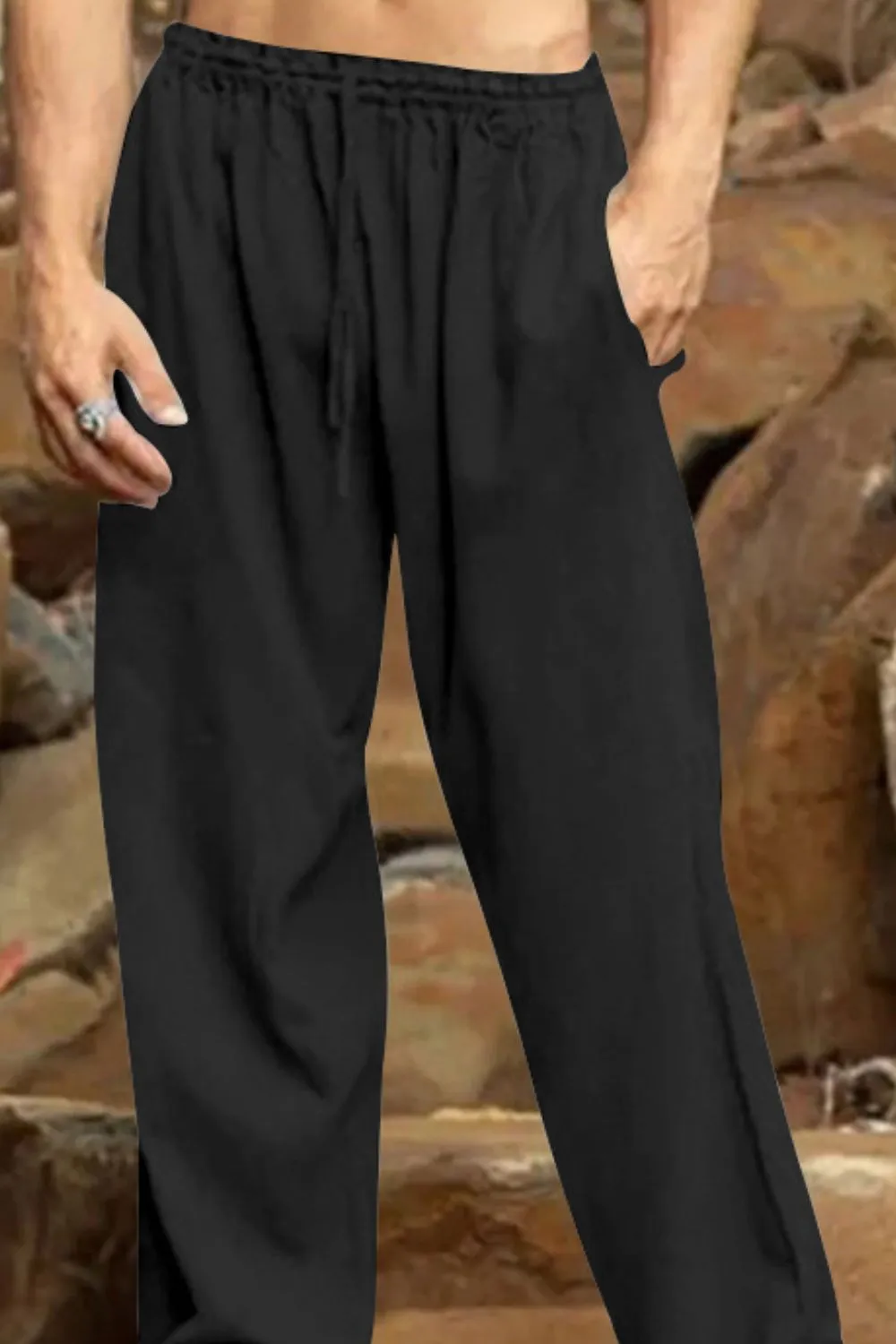 Men's Full Size Relaxed Fit Drawstring Casual Pants Plus Size