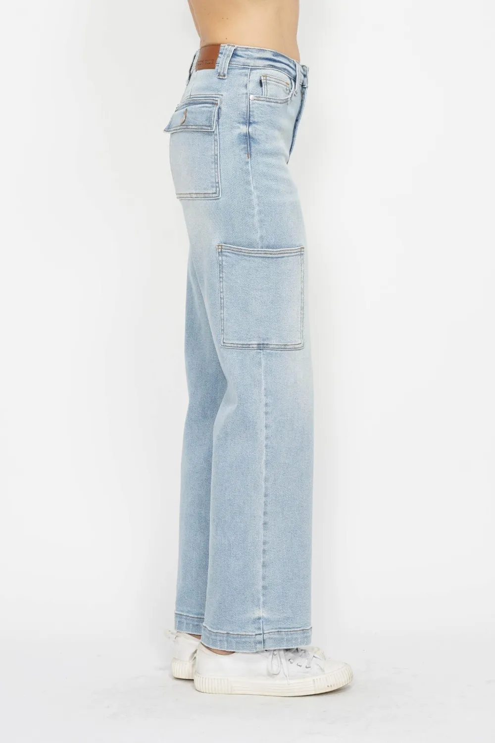 Full Size High Waist Straight Cargo Jeans, image 2