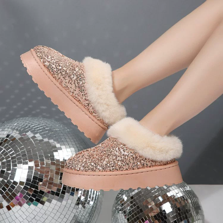 Sequin Round Toe Platform Boots, image 3