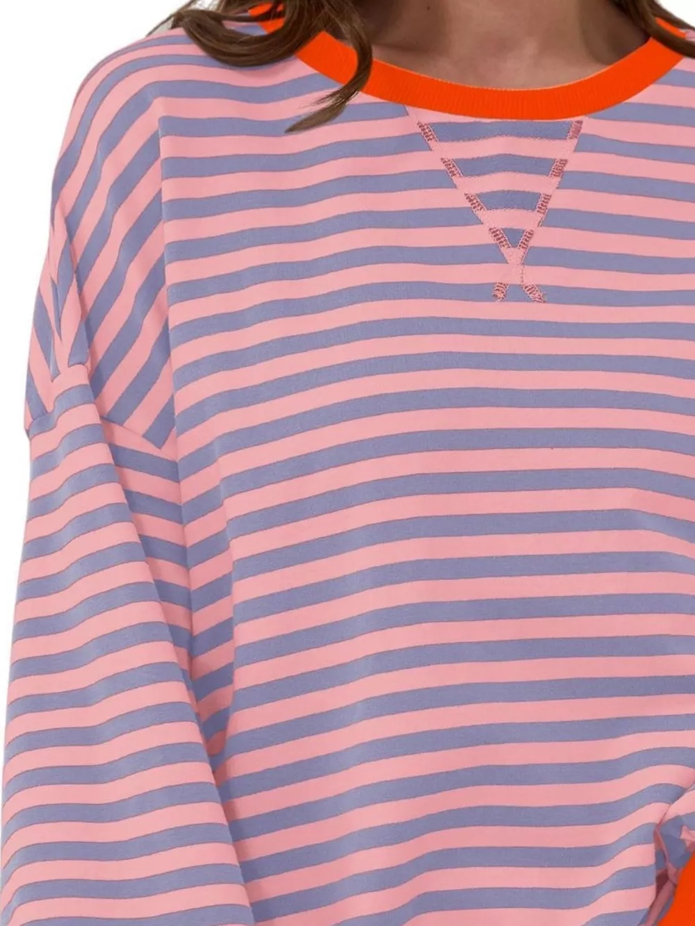 Striped Contrast Trim Oversized Sweatshirt, image 14
