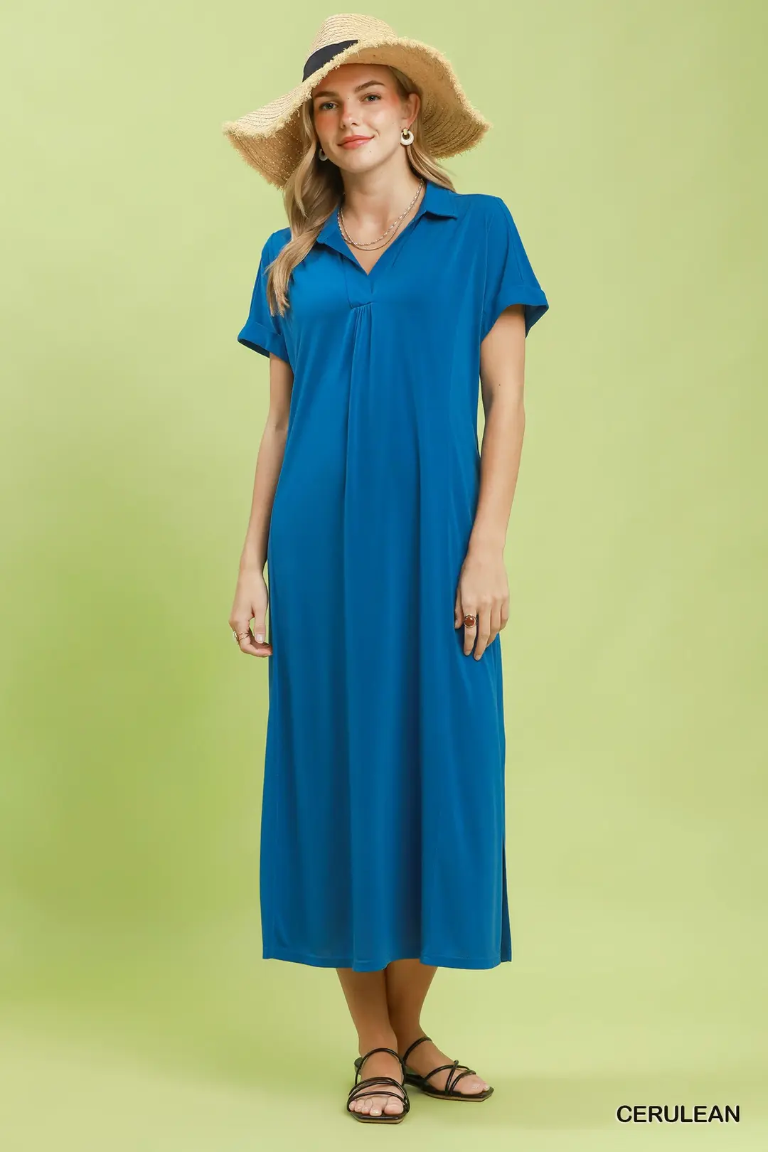 Collared Belted Midi Dress, image 3