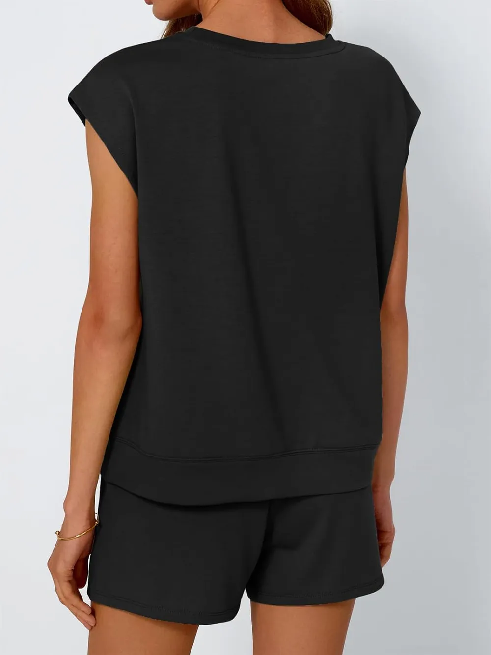 Round Neck Cap Sleeve Top and Shorts Set, image 5