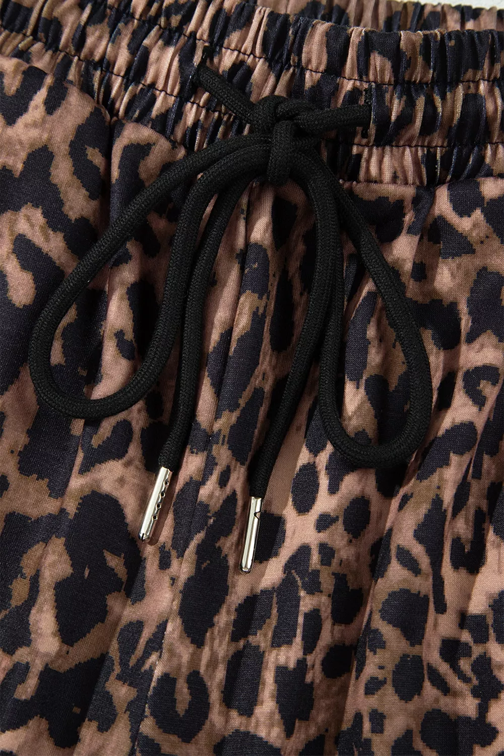 Leopard Print Contrast Striped Detail Long Sleeve Top Pant Set, image 13
