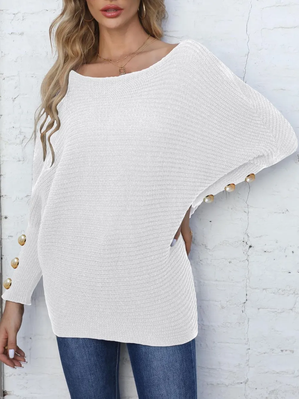 Full Size Boat Neck Long Sleeve Sweater, image 15