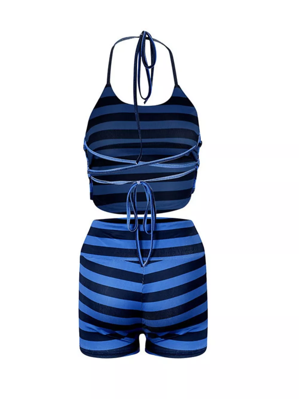 Striped Halter Neck Top and Shorts Set, image 5