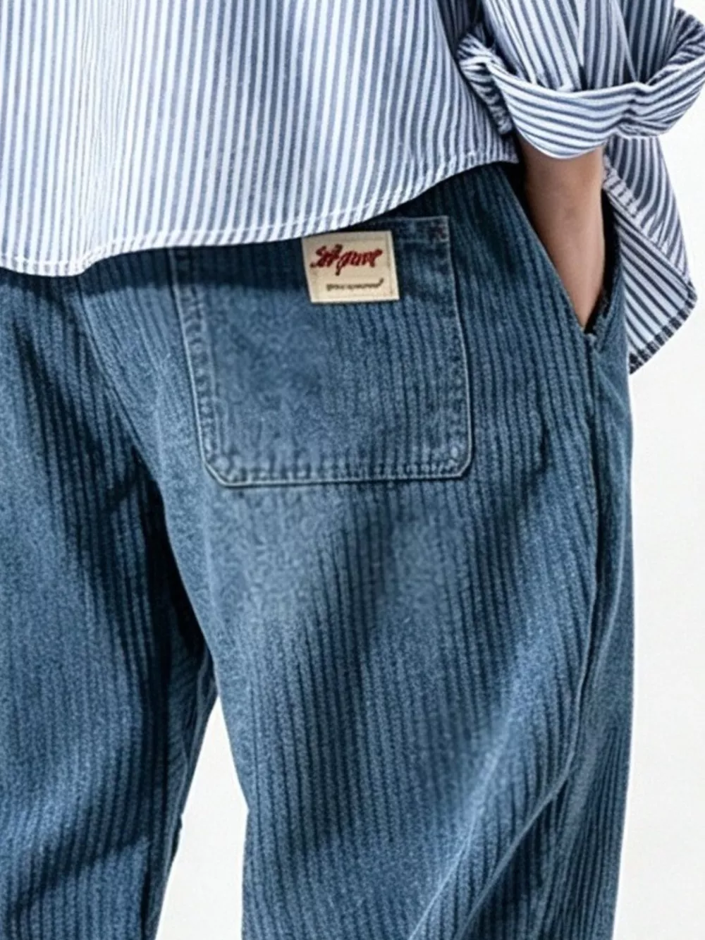 Men's Plus Size Corduroy Joggers with Elastic Cuffs, image 2