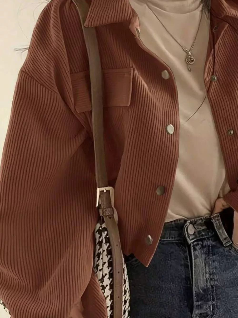 Corduroy Snap Down Cropped Jacket, image 11