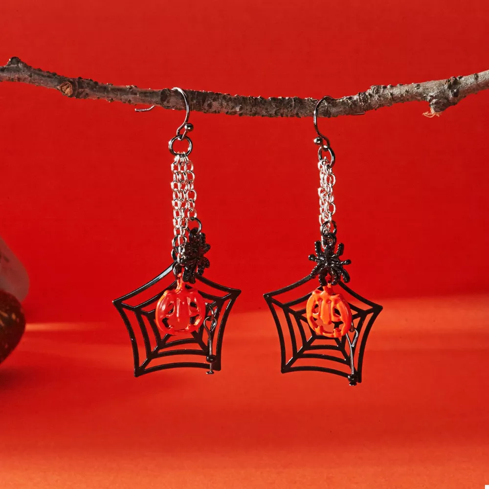 Halloween Spider Web Earrings, image 3