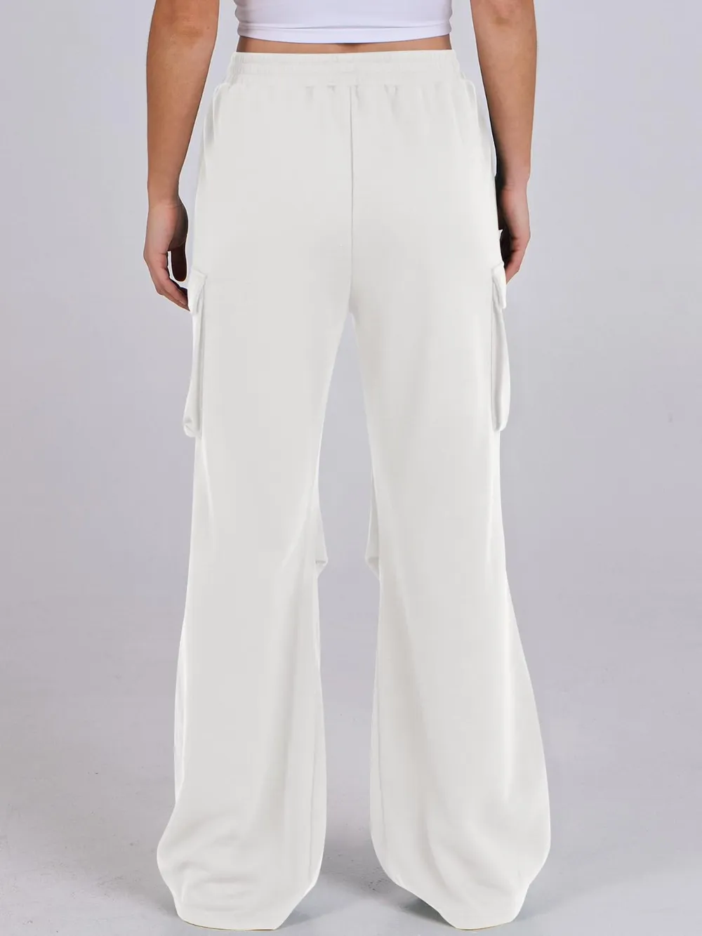 Elastic Waist Wide Leg Pants with Pockets, image 8