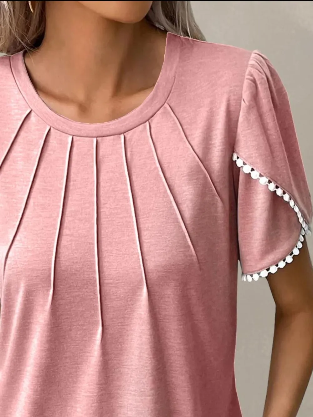 Full Size Round Neck Petal Sleeve Blouse Plus Size, image 6