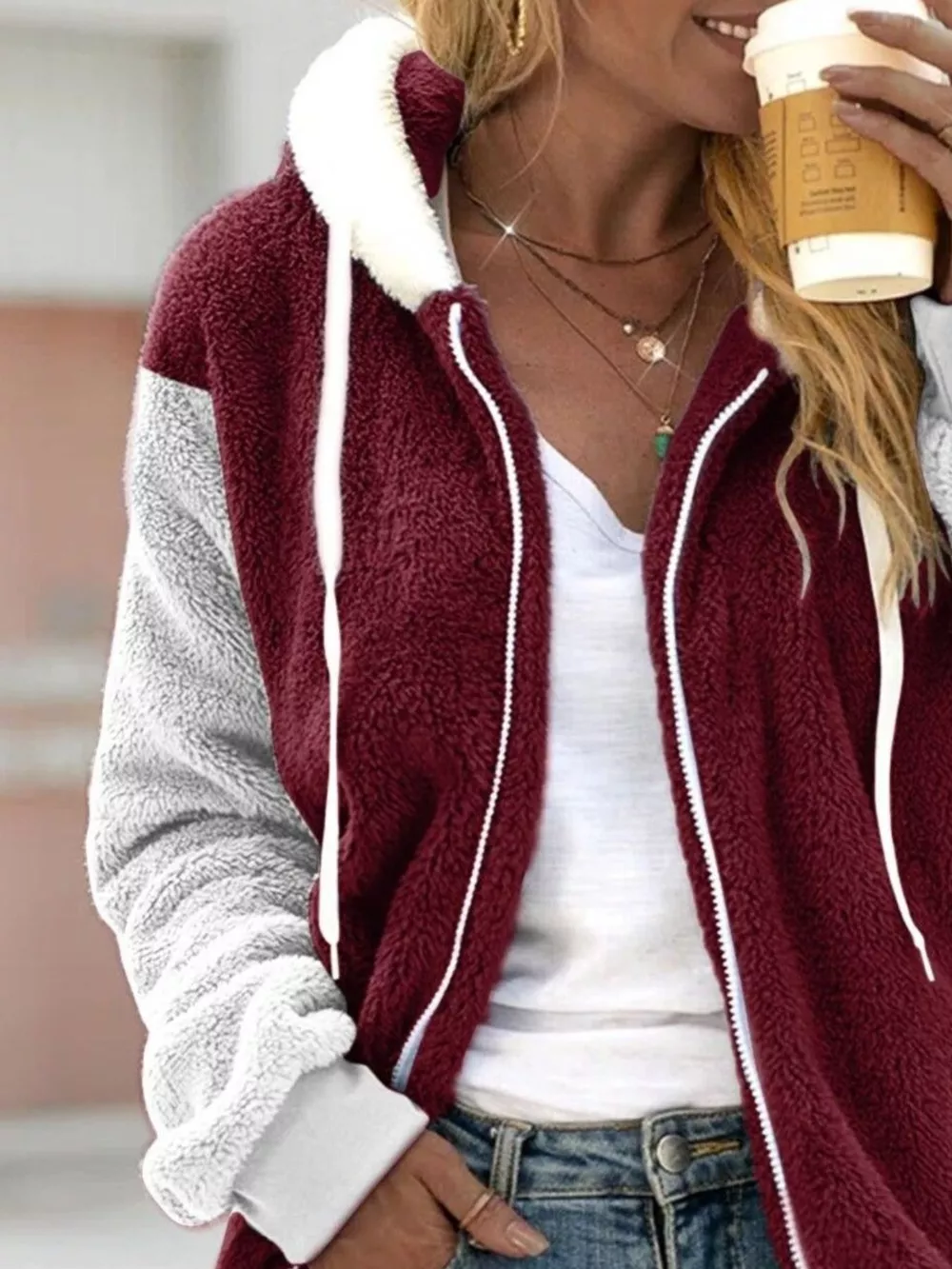 Full Size Fleece Zip-Up Hooded Outerwear Plus Size, image 11