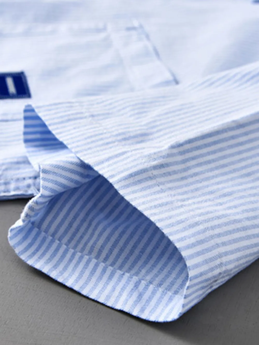 Men's Plus Size Striped Button Up Short Sleeve Shirt, image 5