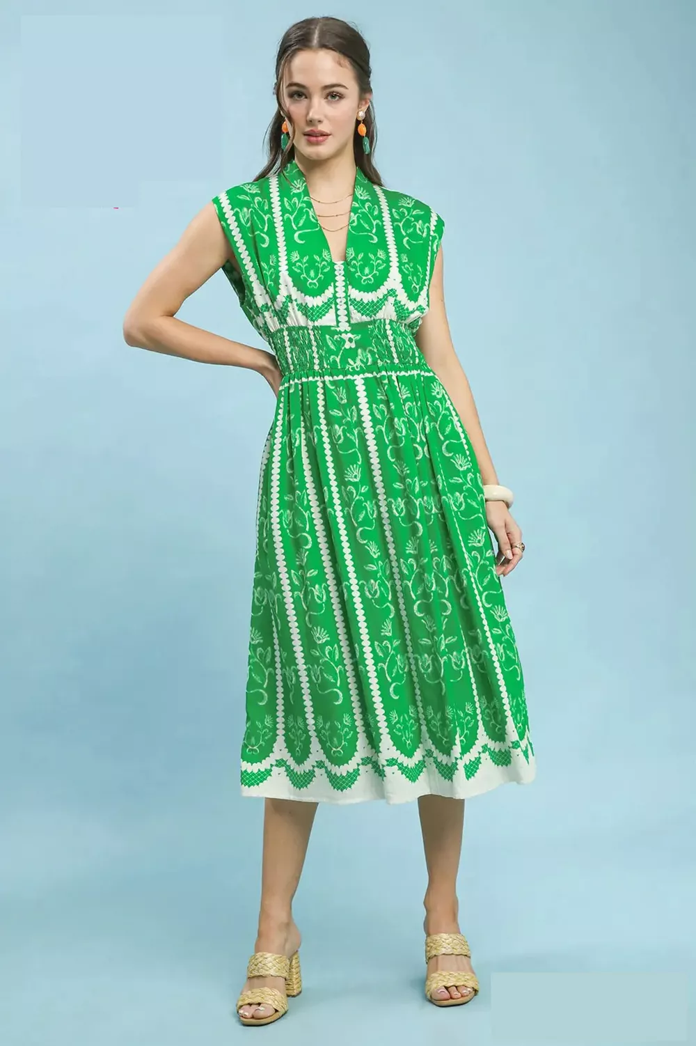 Sleeveless Smocked Midi Dress, image 4