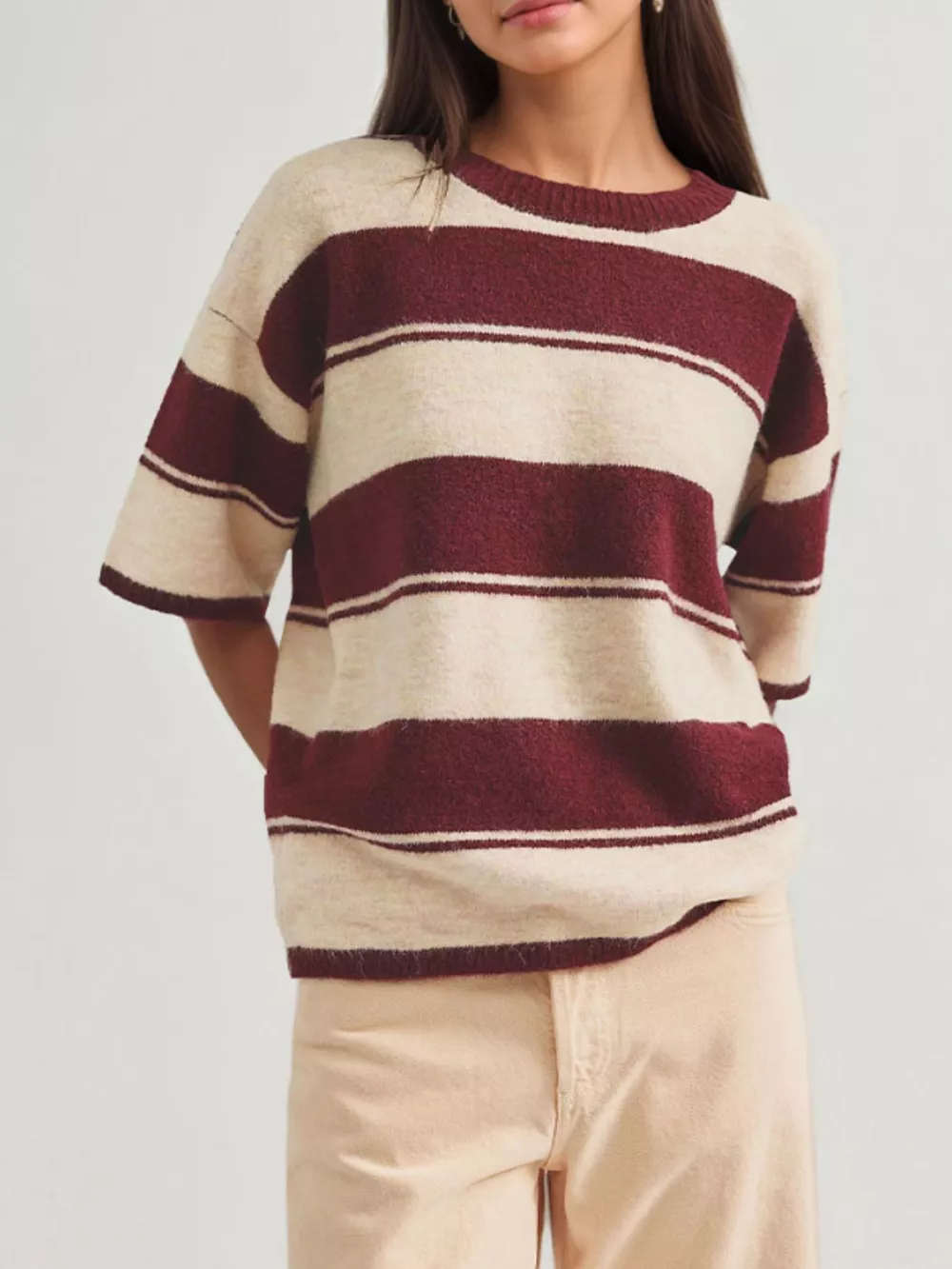 Striped Half Sleeve Sweater, image 3