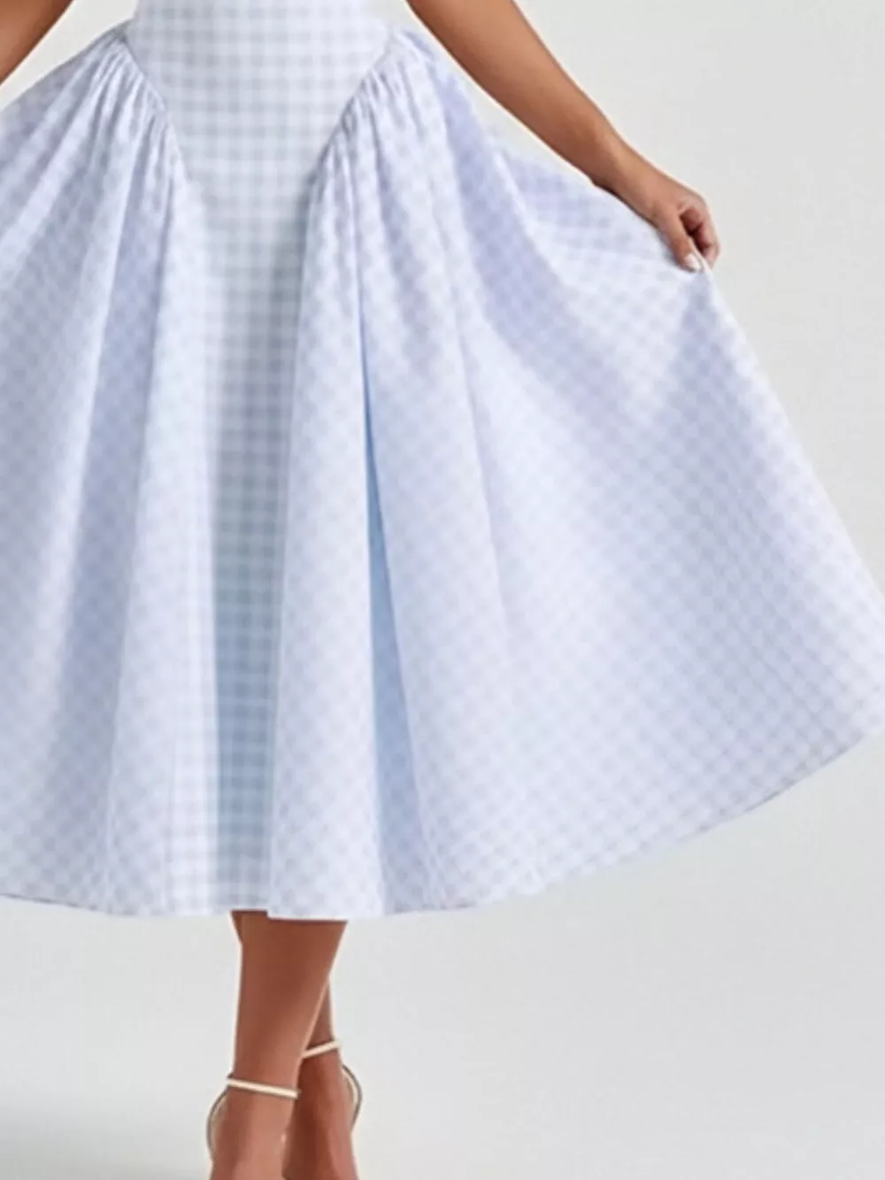Full Size Plaid Square Neckline Midi Dress Plus Size, image 10