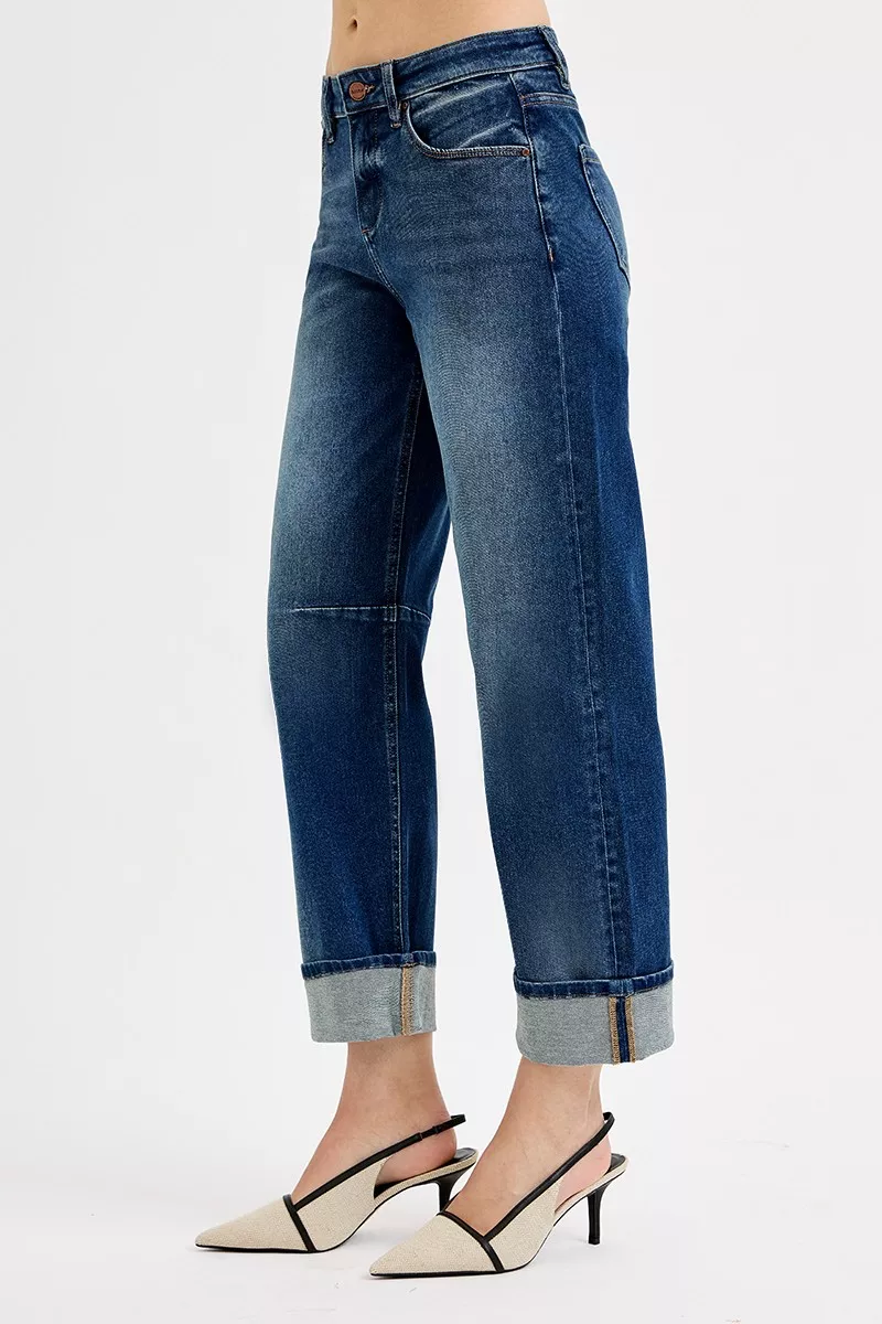 Slouchy Crop Barrel Cuffed Jeans, image 5