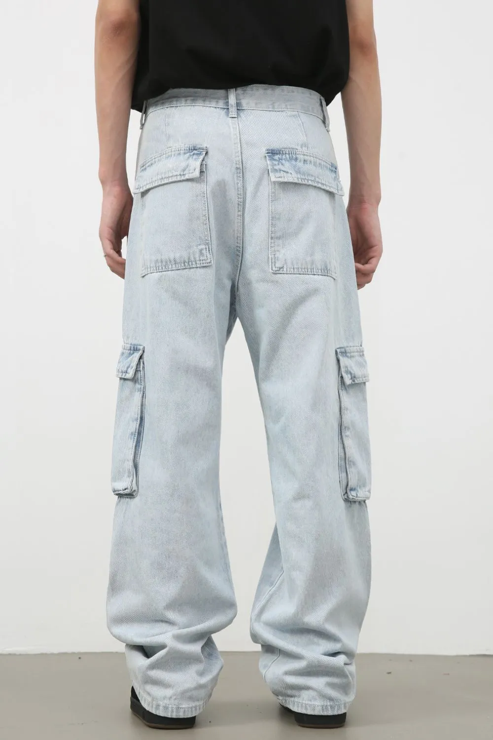 Men's Wide Leg Jeans with Cargo Pockets, image 2