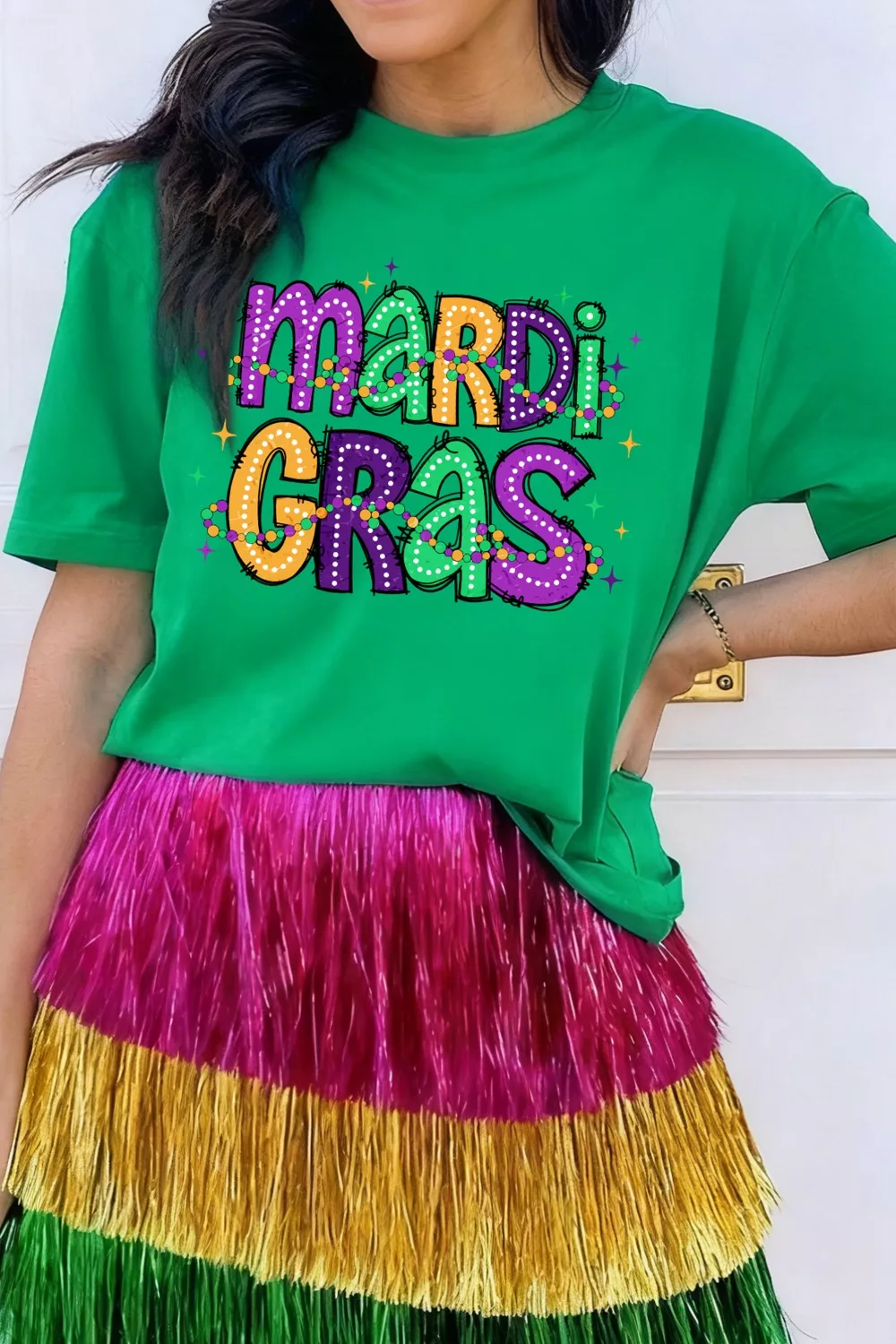MARDI GRAS Delightful Letter Graphic T Shirt, image 2