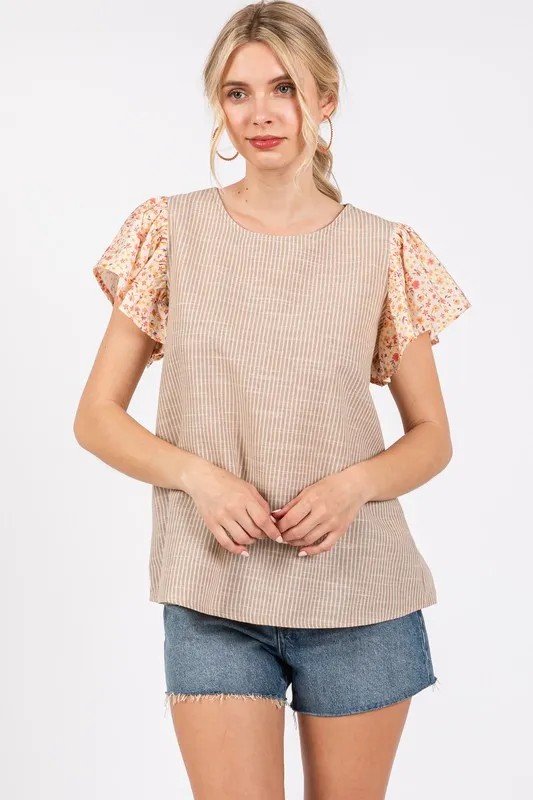 Ces Femme Round Neck Floral Short Sleeve Top, image 4