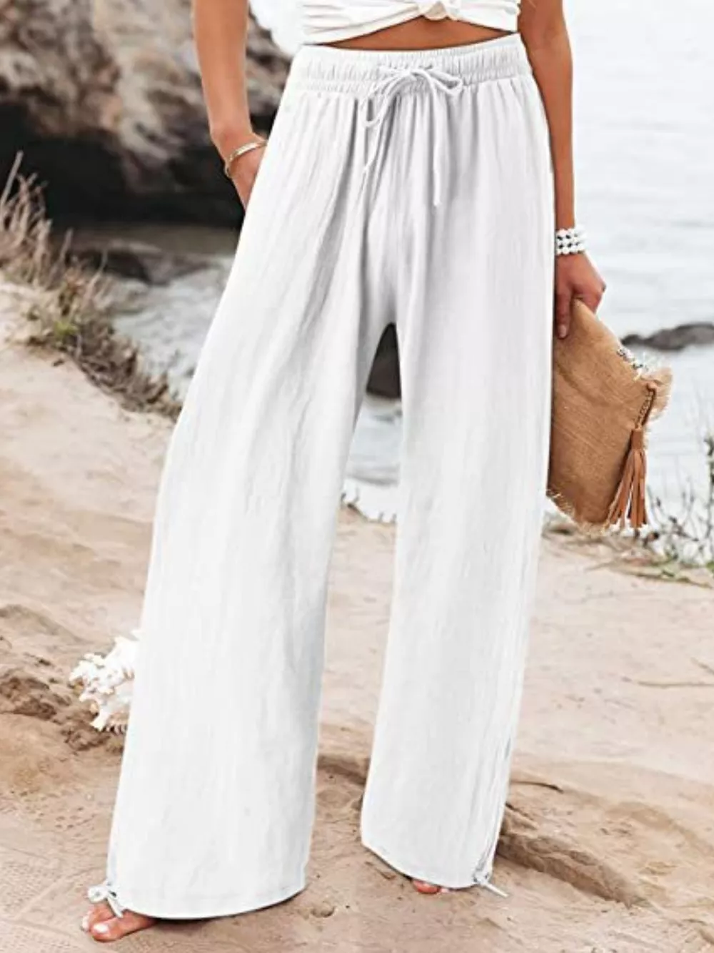 Full Size Wide Leg Pants with Drawstring Waist Plus Size, image 5