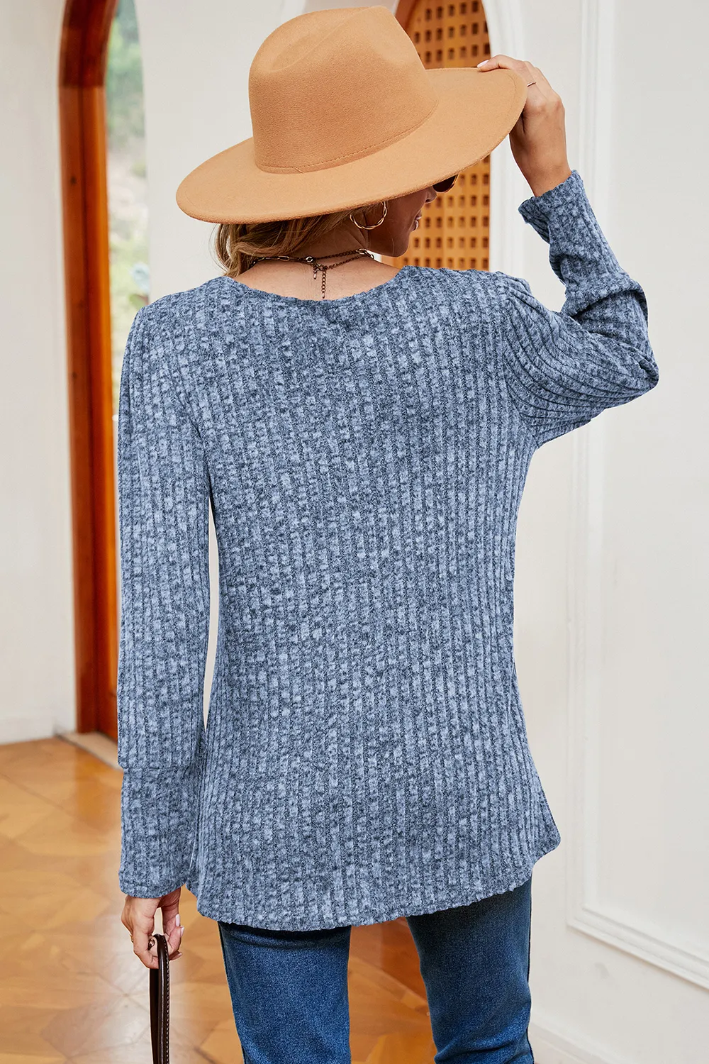 Decorative Button Square Neck T-Shirt, image 7