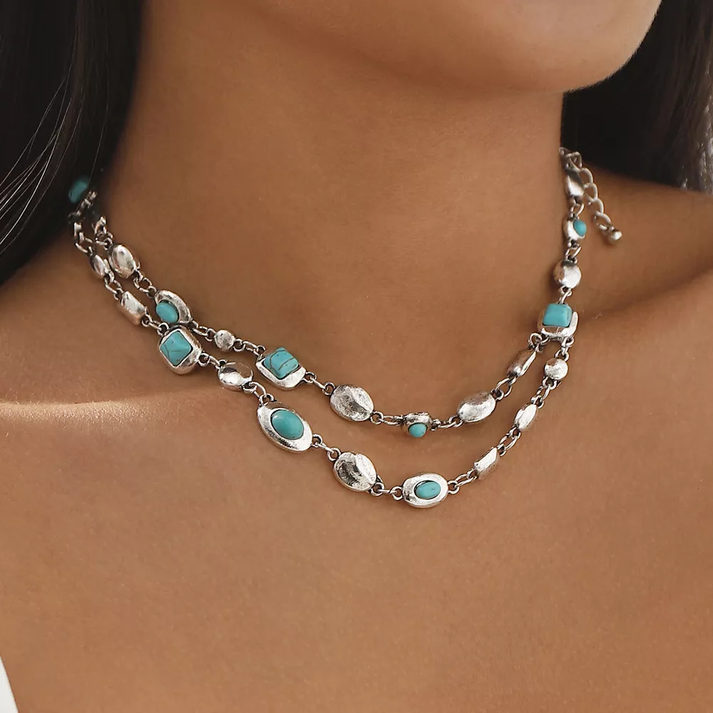 Vintage Multi-Gemstone Double Layered Necklace, image 5