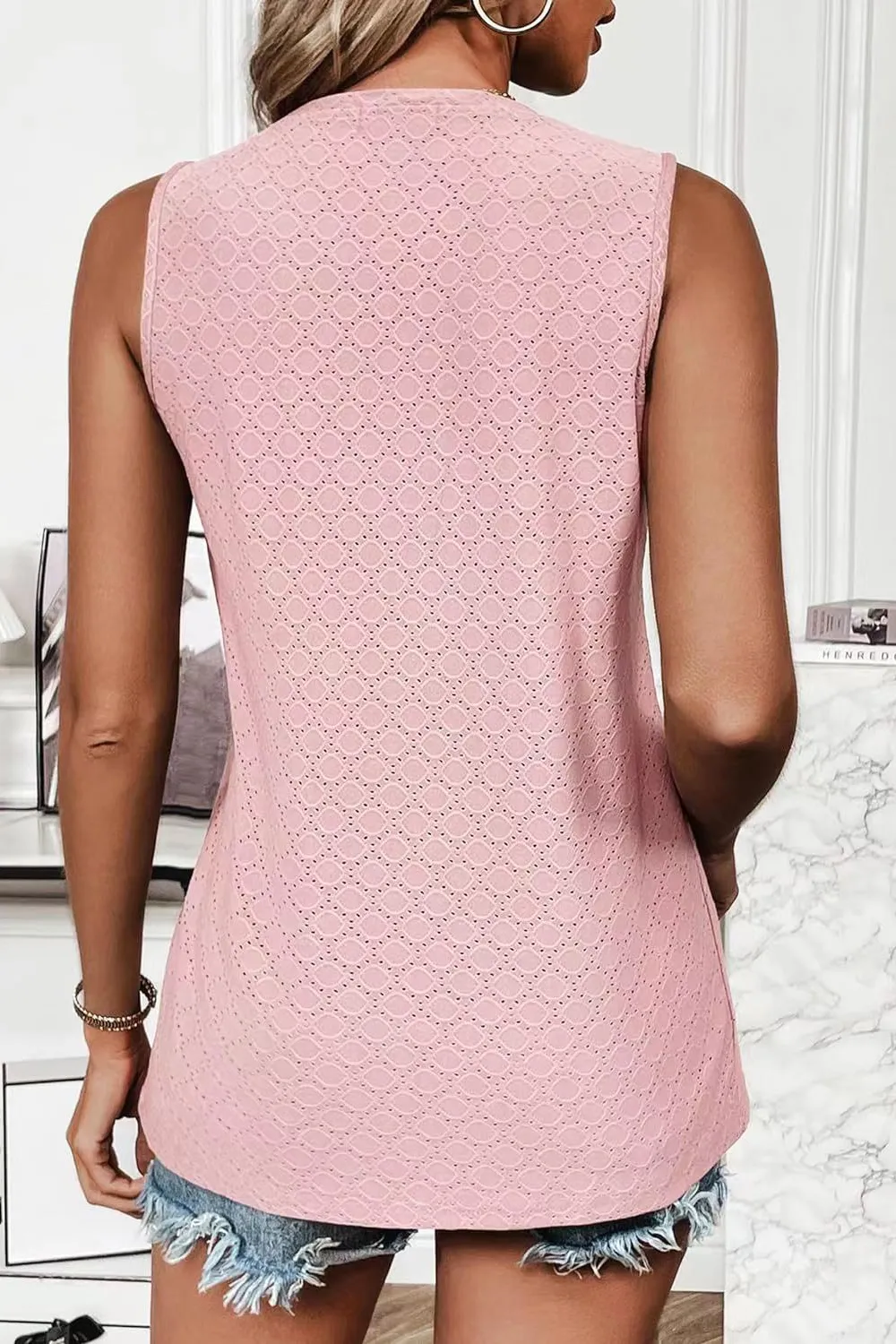 Eyelet Round Neck Tank, image 27