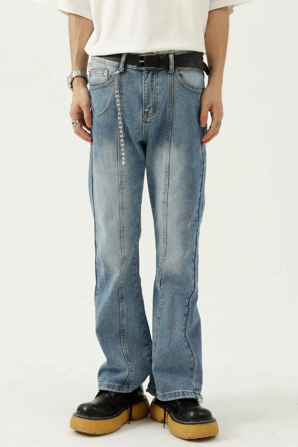 Raw Hem Jeans with Pockets, image 2