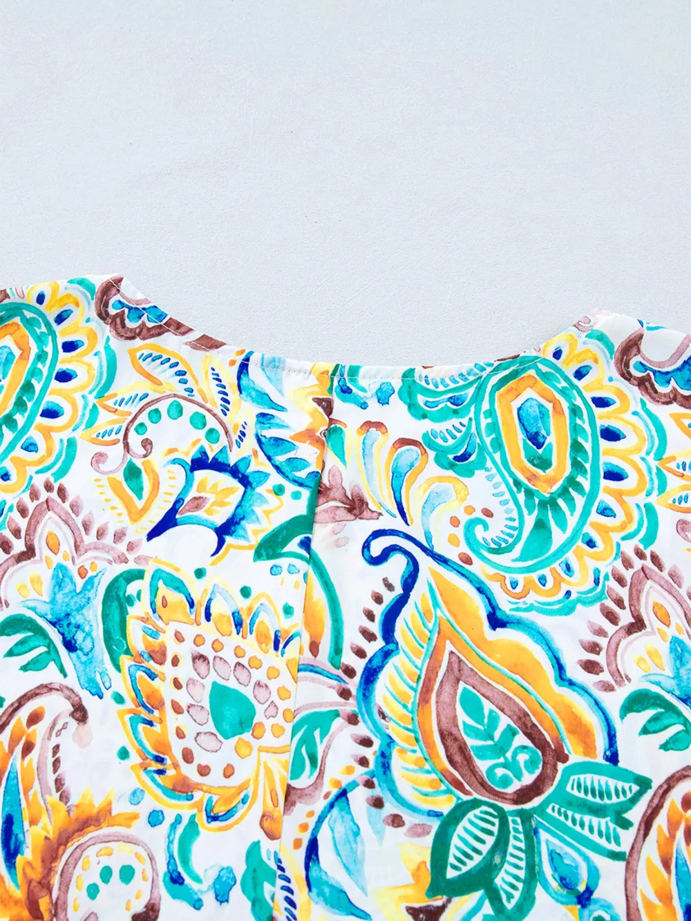 Paisley Floral Printed Puff Sleeve Blouse, image 6