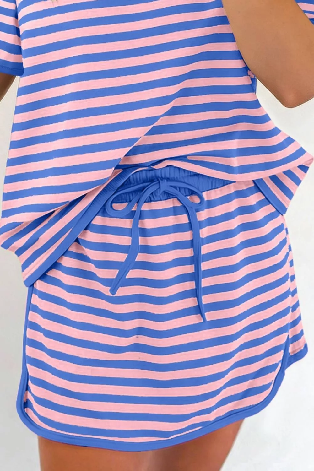 Striped Short Sleeve Tee and Shorts Set, image 3