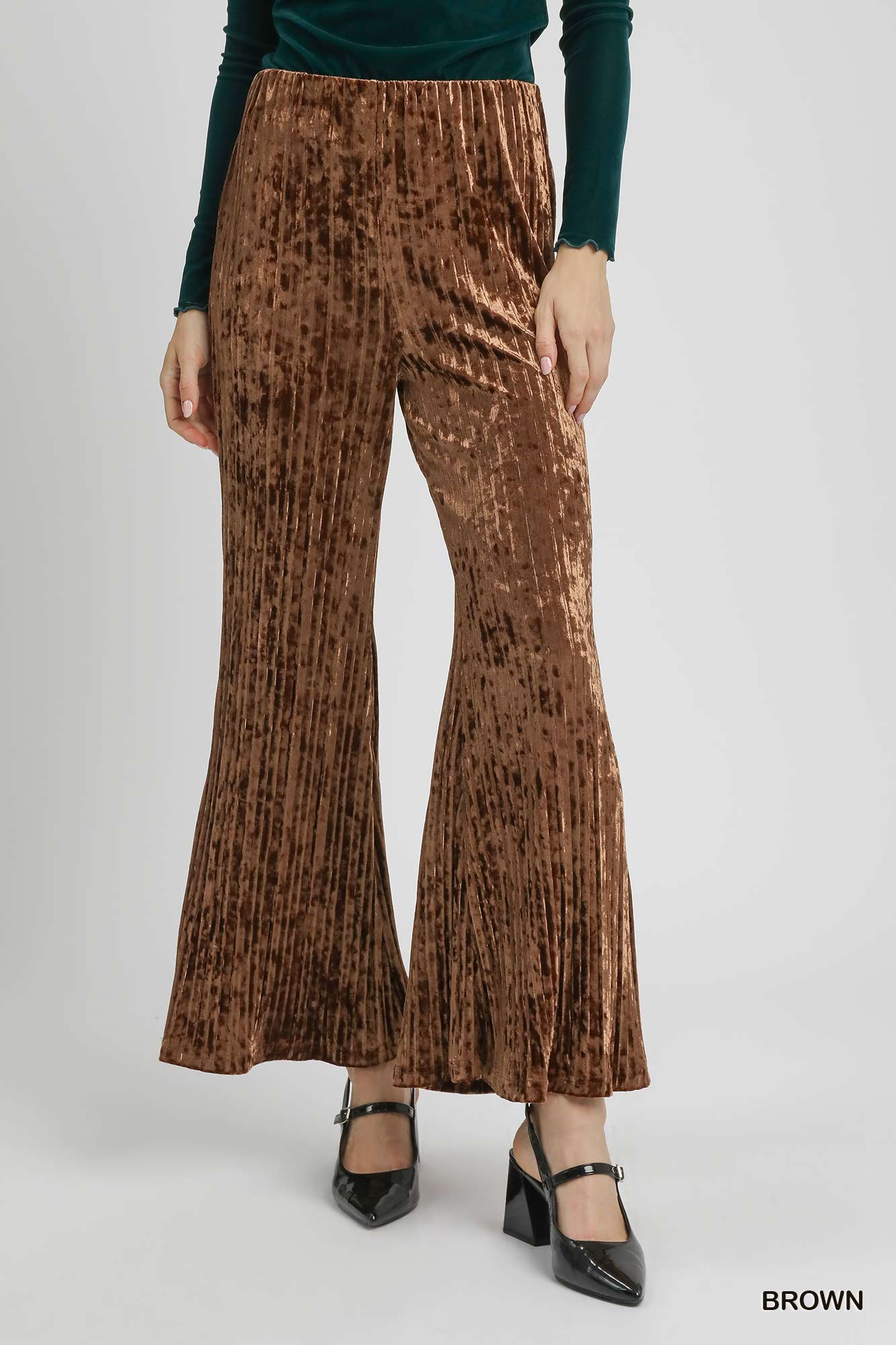 Velvet Pleated Wide Leg Pants