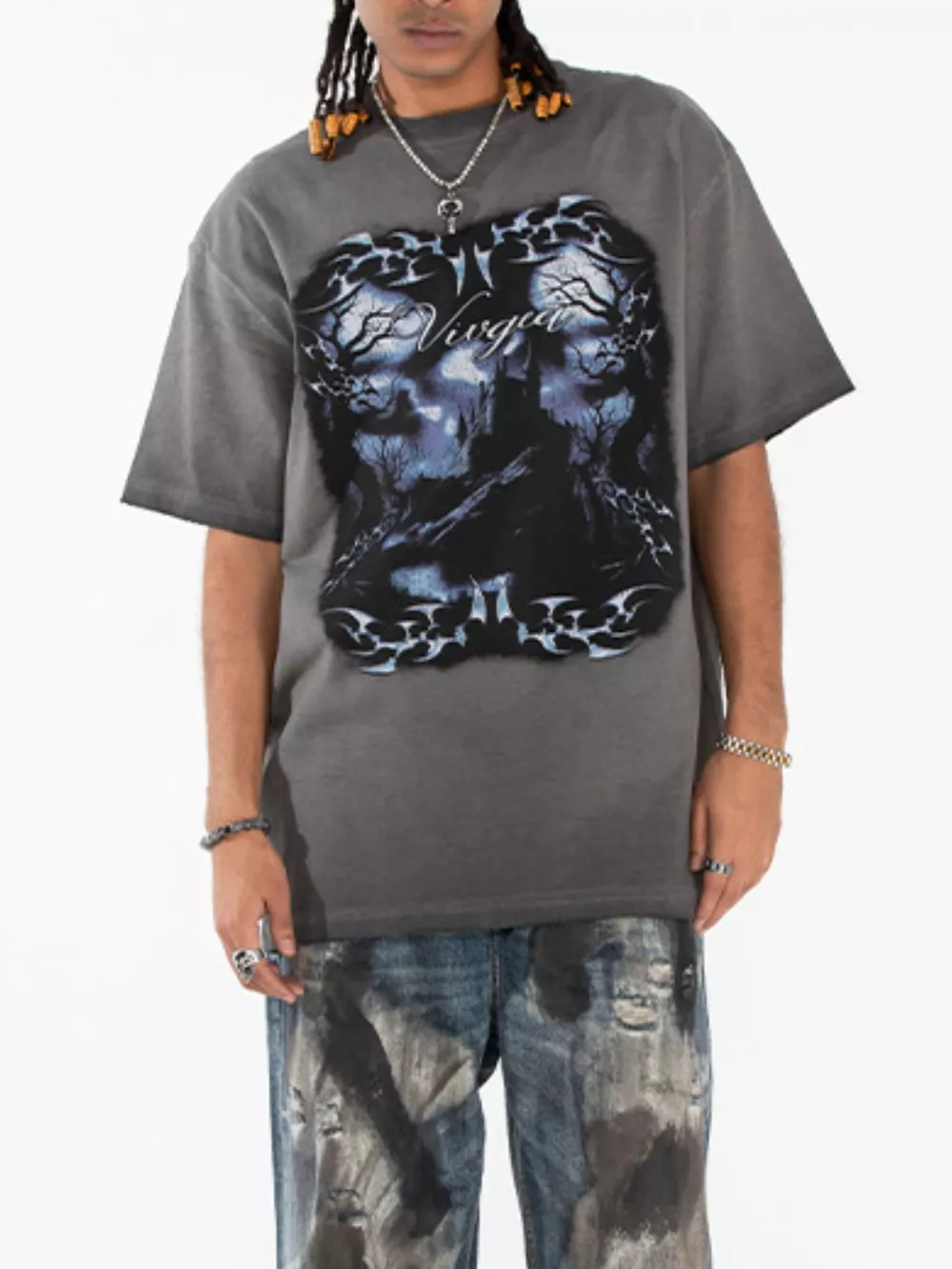 Men's Vintage Washed Graphic Oversized T-Shirt, image 4