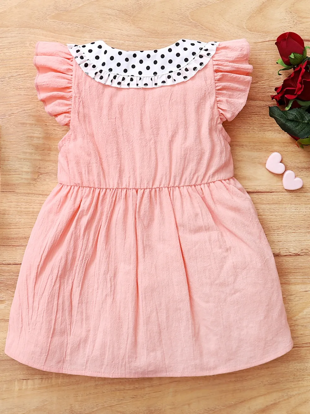 Children's Bow Peter Pan Collar Ruffle Sleeve Dress, image 2