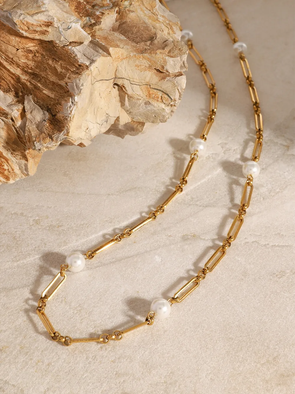Stainless Steel Pearl Chain Necklace, image 4