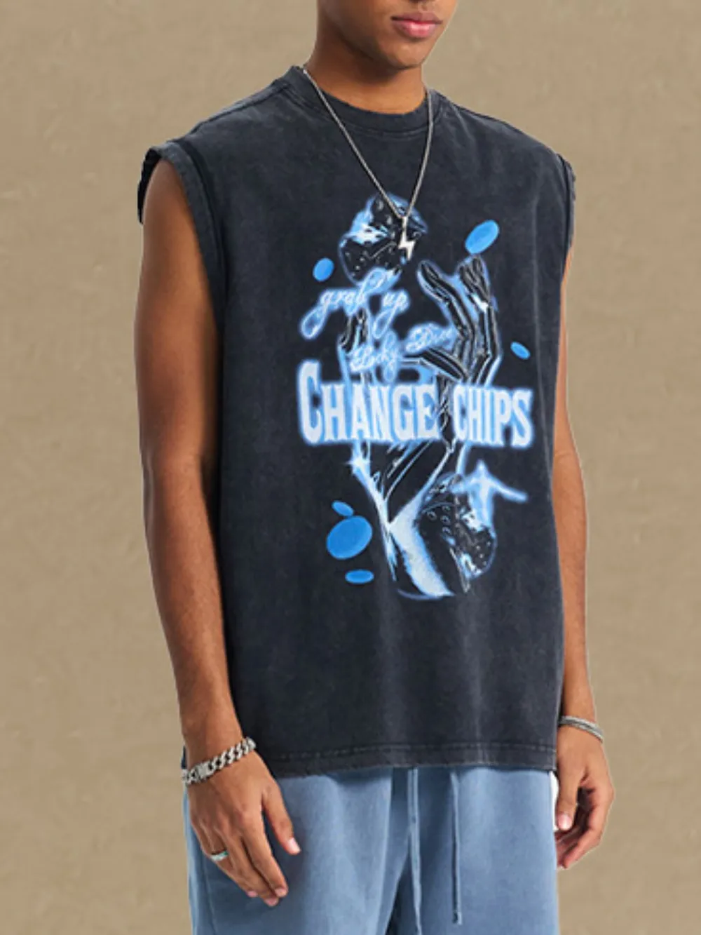 Men's Graphic Round Neck Tank, image 3