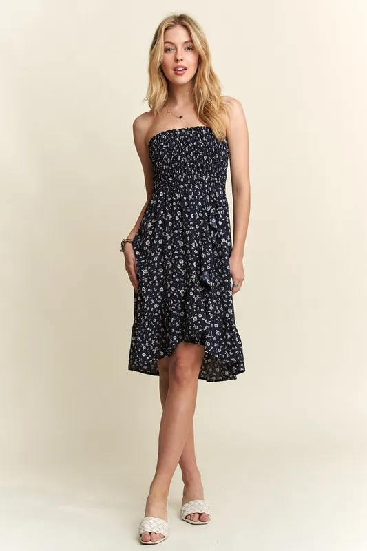 Smocked Floral Tube Dress with Pockets, image 3