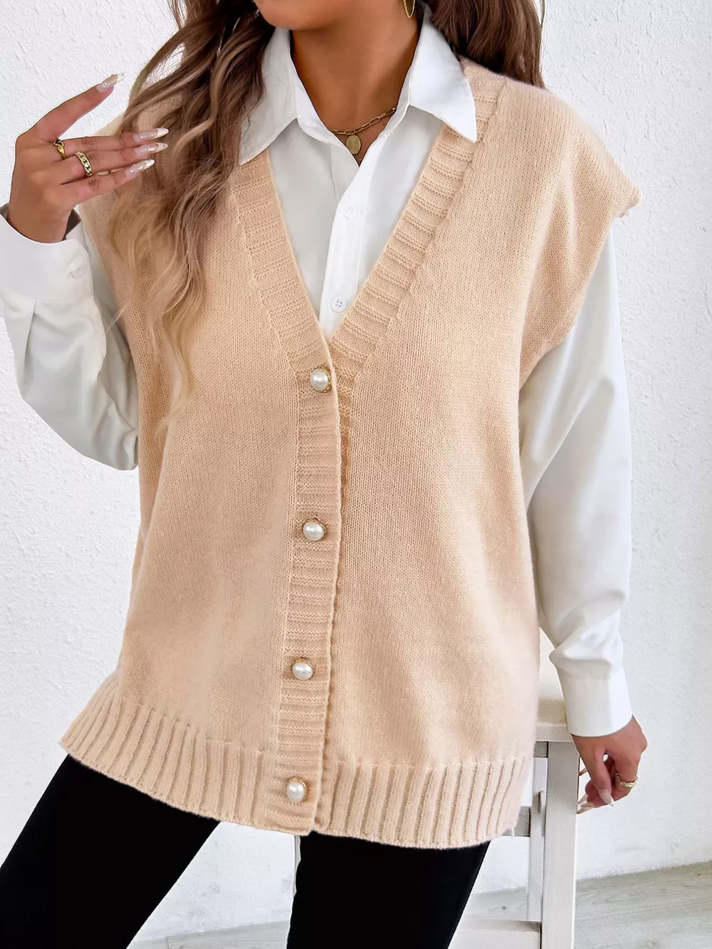 Button-Down Button Up Sweater Vest, image 3