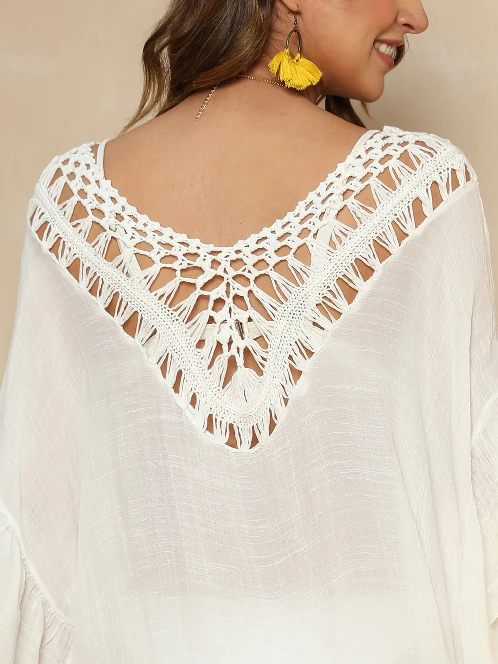 Cutout Ruffled Half Sleeve Cover-Up, image 7
