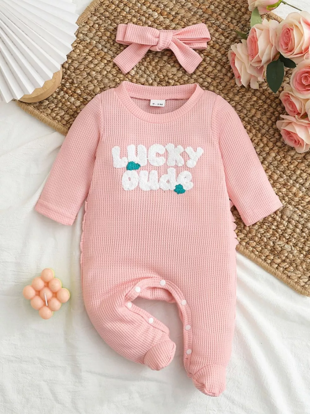 Children's Letter Waffle Knit One-Piece