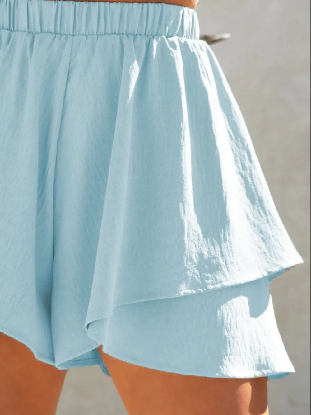 High-Waisted Elastic Waistband Layered Shorts, image 3