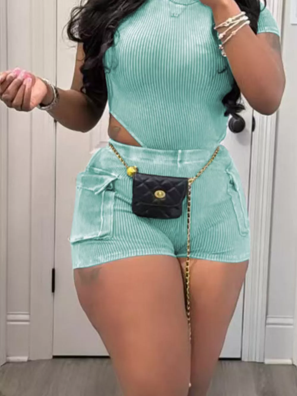 Ribbed Knit Bodysuit and Shorts Set, image 22