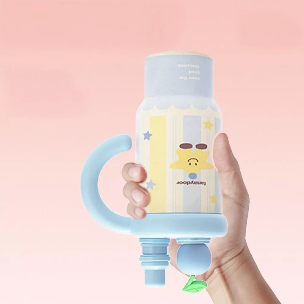 Colorful Cartoon Water Bottles with Straw and Handle, image 5