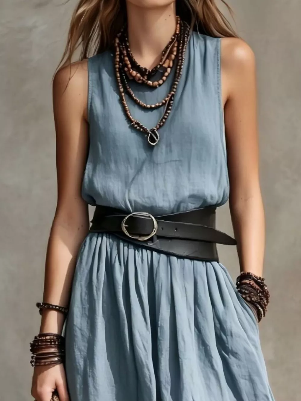 Full Size Round Neck Sleeveless Maxi Dress Plus Size, image 9