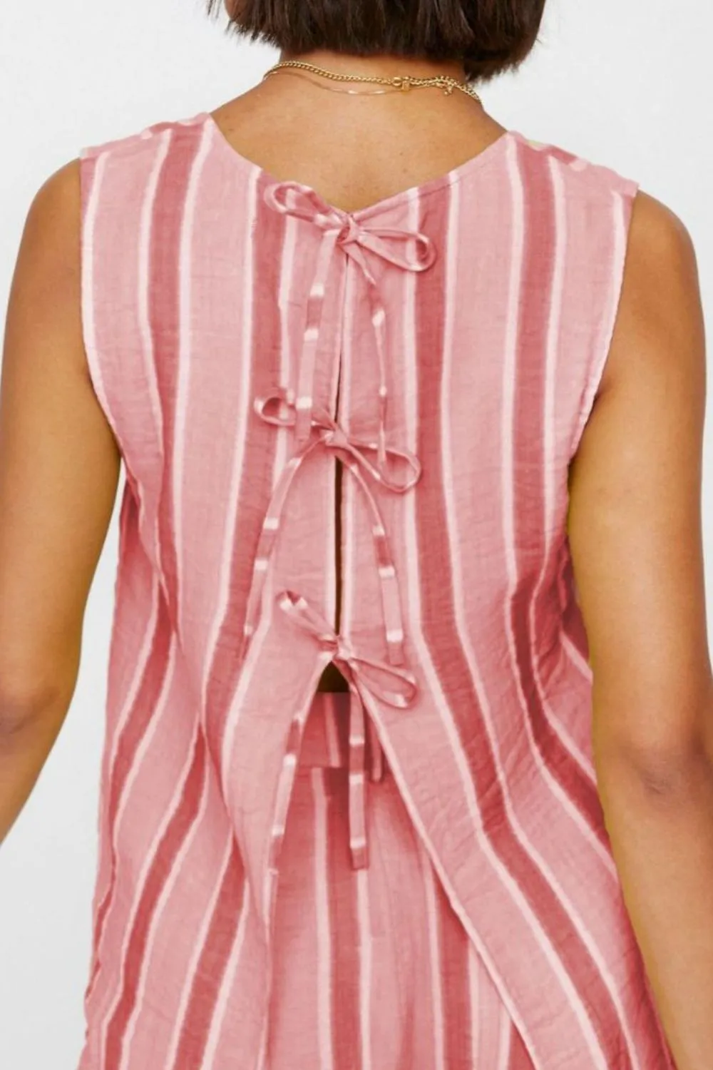 Tied Front Striped Top and Pants Set, image 7