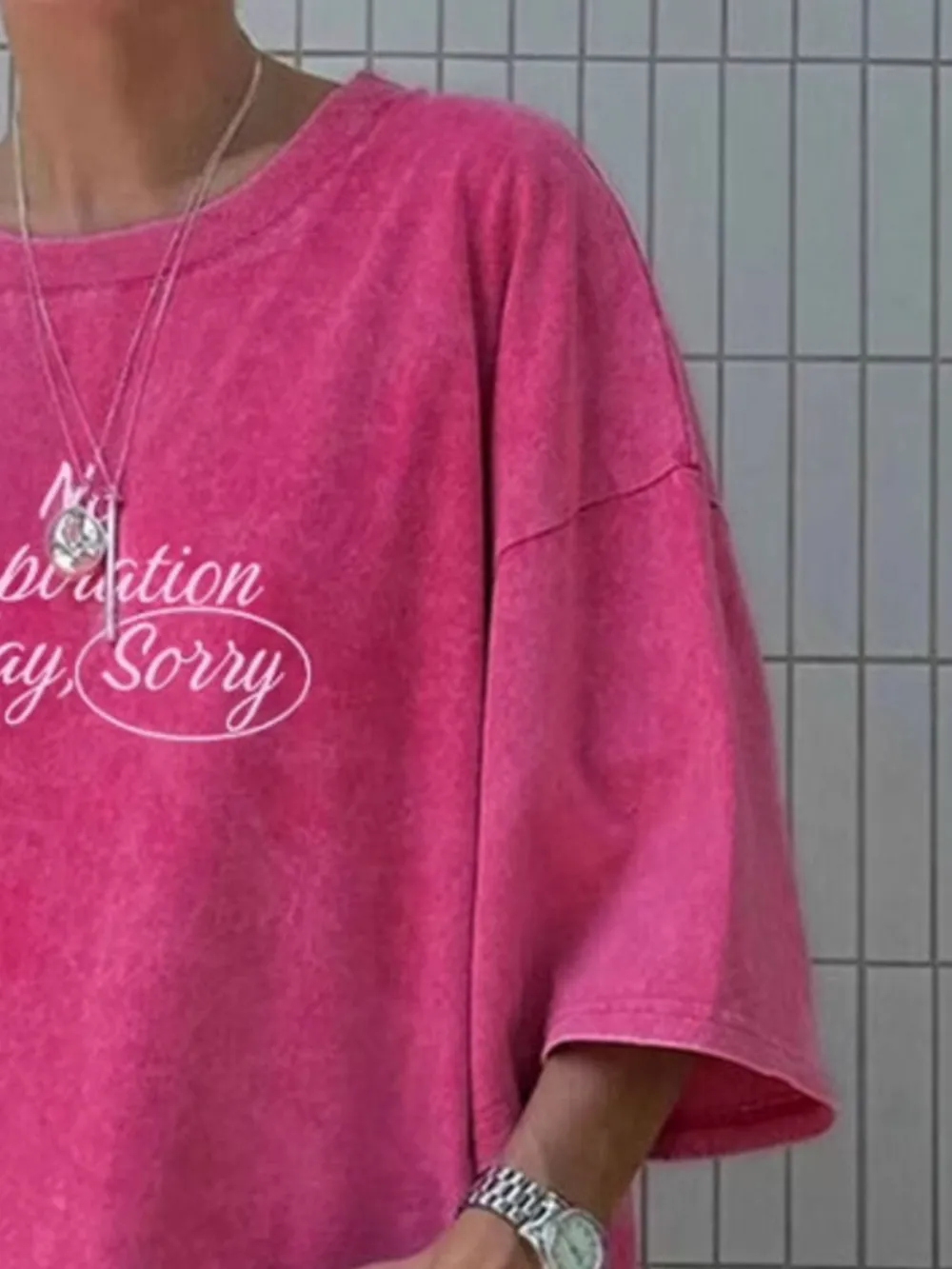 Letter Round Neck Short Sleeve T-Shirt, image 6