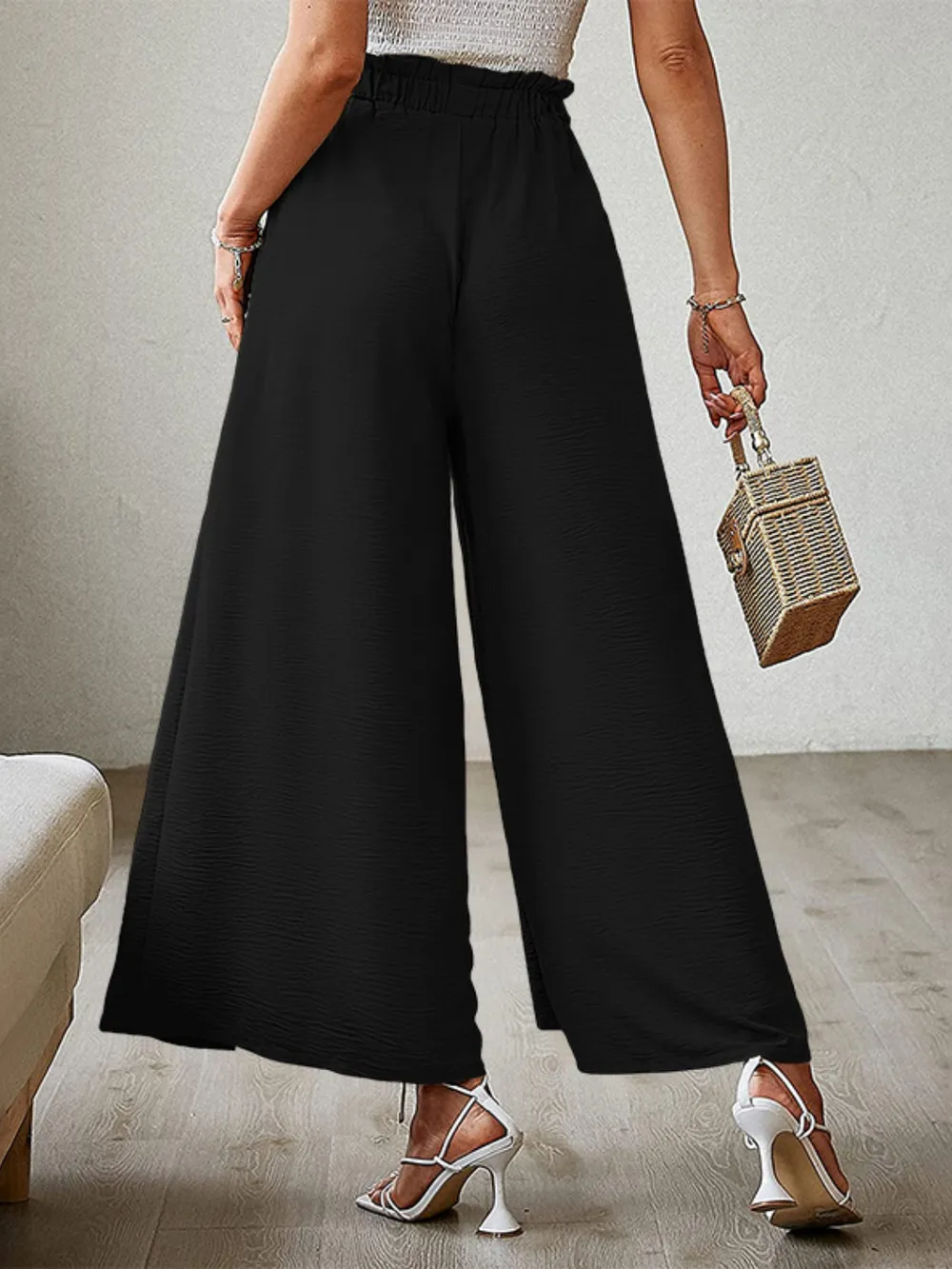 Tied Slit Wide Leg Pants, image 3
