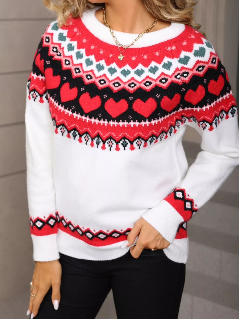Valentine's Day Heart Pattern Knitted Sweater, image 9
