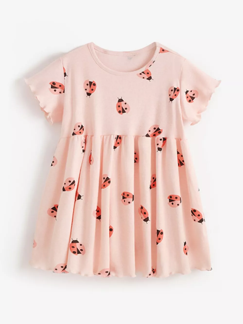 Children's Ladybug Print Ruffle Trim Casual Dress, image 2
