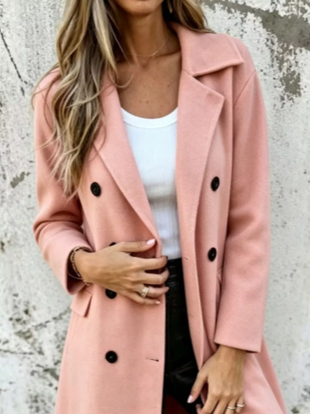 Full Size Double-Breasted Lapel Collar Coat Plus Size, image 11